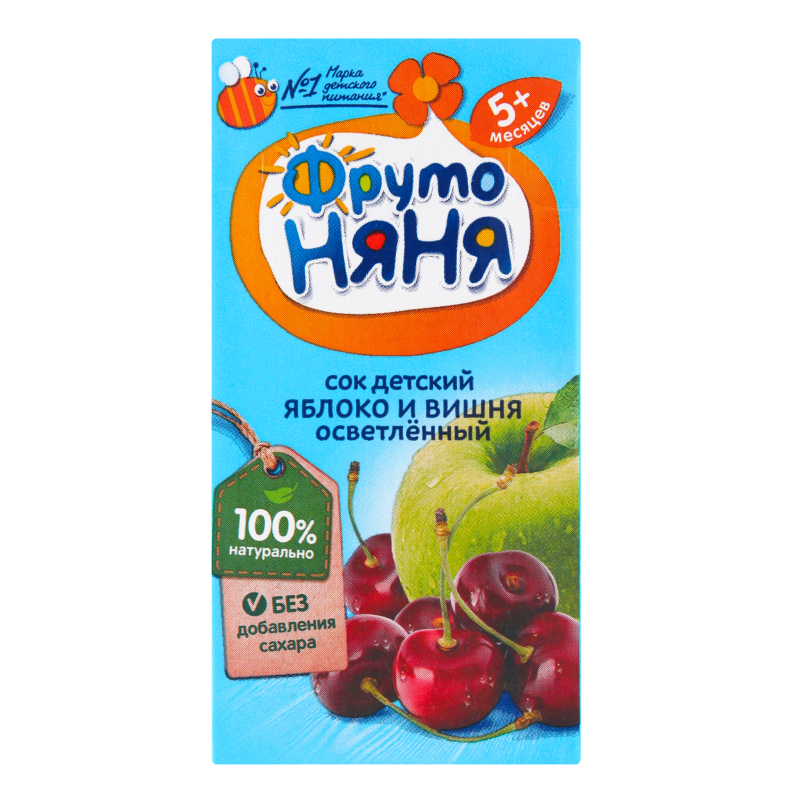 Фруто FOR KIDS Fruto Nyanya juice children`s apple, cherry clarified 5m+ 0.2l